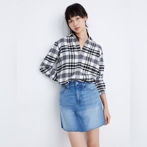 Madewell Denim A-Line Raw Hem Mini Skirt